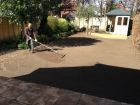 Turf lifted - ground being leveled and prepared for turf.<br />Robert Whiting hard at work.